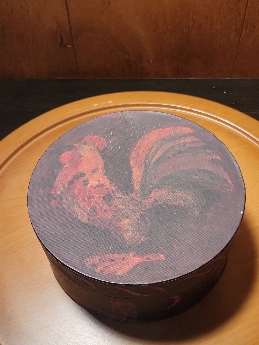 Lang Primitive Rooster Painted Box Round Candle Gift Set